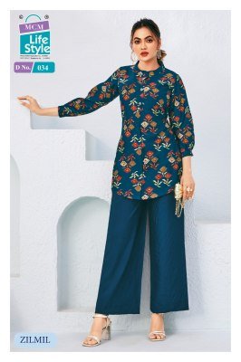 MCM Zilmil Vol 2 Heavy Vertican Foil Print Top And Plazo Set kurtis catalogs
