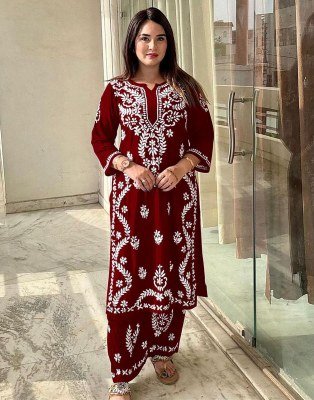 MF 627 Pure Rayon Lakhnavi Work Kurti with Heavy Rayon Pant 