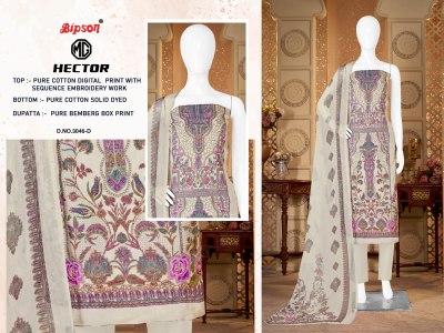 MG Hector by Bipson Prints Pure Cotton Digital Print With Ethnic Handwork  unstitched suit catalogue with affordable rate dress material catalogs