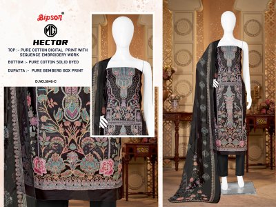 MG Hector by Bipson Prints Pure Cotton Digital Print With Ethnic Handwork  unstitched suit catalogue with affordable rate dress material catalogs