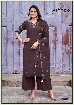 MITTOO Aaika Viscose Weaving Kurti Pant Dupatta Set with Khatli & Handwork kurti pant with dupatta Catalogs