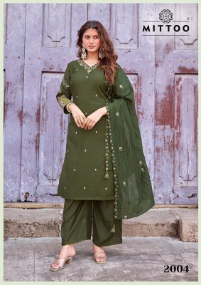 MITTOO Aaika Viscose Weaving Kurti Pant Dupatta Set with Khatli & Handwork kurti pant with dupatta Catalogs