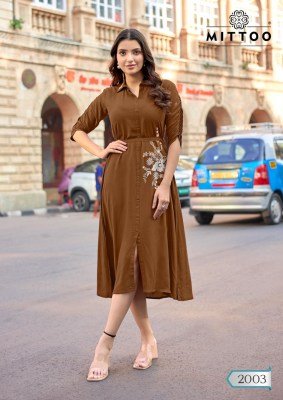 MITTOO Arica Heavy Rayon Suit with Premium Handwork kurtis catalogs
