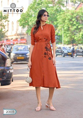 MITTOO Arica Heavy Rayon Suit with Premium Handwork kurtis catalogs