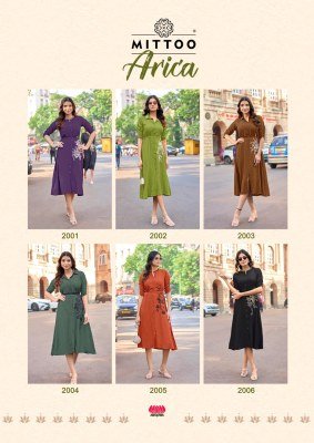 MITTOO Arica Heavy Rayon Suit with Premium Handwork kurtis catalogs