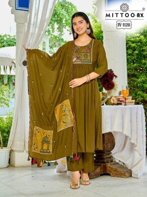 MITTOO Design No. 1009, 1078, 1124, 1125, 1126 & 1128 3-Piece Chanderi Silk Suit Set Size wise Combo Set