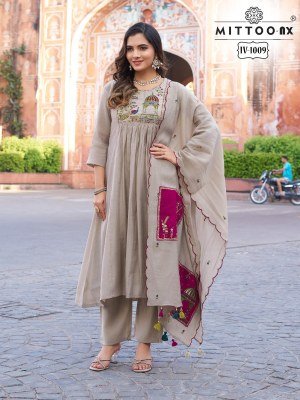 MITTOO Design No. 1009, 1078, 1124, 1125, 1126 & 1128 3-Piece Chanderi Silk Suit Set Size wise Combo Set