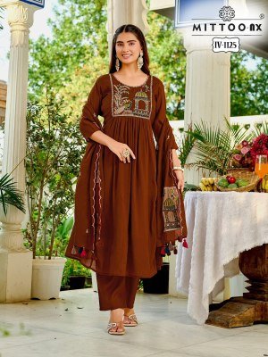 MITTOO Design No. 1009, 1078, 1124, 1125, 1126 & 1128 3-Piece Chanderi Silk Suit Set Size wise Combo Set