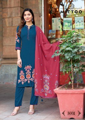 MITTOO Kalamay  Heavy Rayon Handwork Suit and Muslin Dupatta readymade suit catalogs