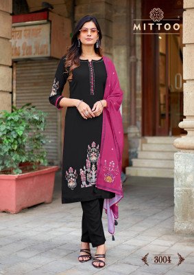 MITTOO Kalamay  Heavy Rayon Handwork Suit and Muslin Dupatta readymade suit catalogs