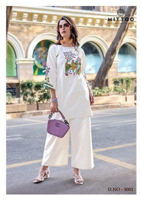 MITTOO Rang Vatika Design 4 Dhabu Cotton Thread Handwork Kurti Pant Set kurtis catalogs