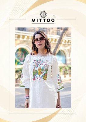 MITTOO Rang Vatika Design 4 Dhabu Cotton Thread Handwork Kurti Pant Set kurtis catalogs