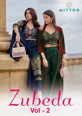 MITTOO Zubeda Vol-2  Roman Silk Work Shrug Bottom Set 