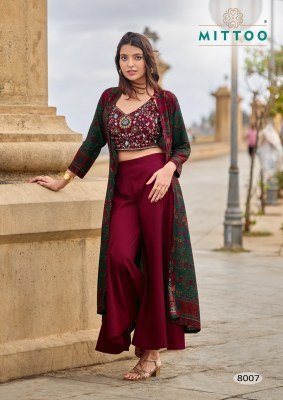 MITTOO Zubeda Vol-2  Roman Silk Work Shrug Bottom Set Indo Western