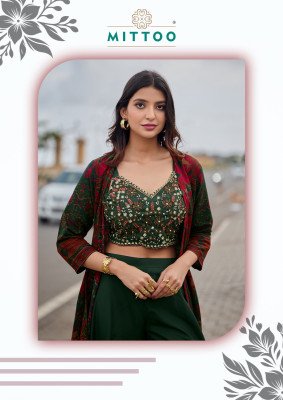 MITTOO Zubeda Vol-2  Roman Silk Work Shrug Bottom Set Indo Western