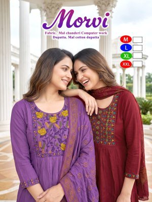 MORVI D.No 1001-1006 Mal Chanderi 3-Piece Suit with Dupatta 