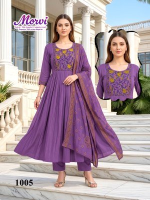 MORVI D.No 1001-1006 Mal Chanderi 3-Piece Suit with Dupatta kurti pant with dupatta Catalogs