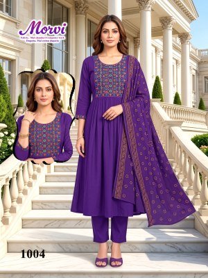 MORVI D.No 1001-1006 Mal Chanderi 3-Piece Suit with Dupatta kurti pant with dupatta Catalogs