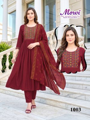 MORVI D.No 1001-1006 Mal Chanderi 3-Piece Suit with Dupatta kurti pant with dupatta Catalogs