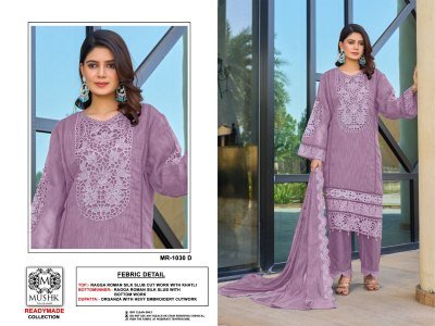 MR1030 by Shrddha Designer Roman Silk embroidered readymade suit catalogues at low rate  readymade suit catalogs