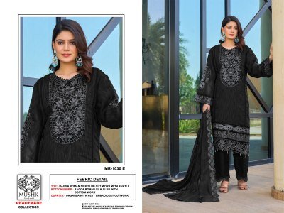 MR1030 by Shrddha Designer Roman Silk embroidered readymade suit catalogues at low rate  readymade suit catalogs