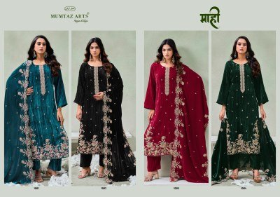 MUMTAZ ARTS MAAHI Velvet Bottom Edition Embroidered Dress Material dress material catalogs