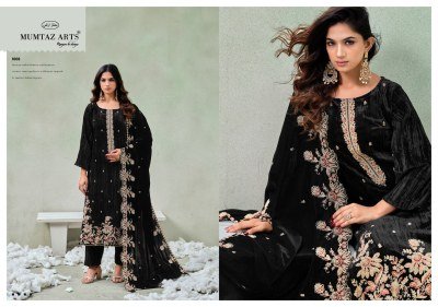 MUMTAZ ARTS MAAHI Velvet Bottom Edition Embroidered Dress Material dress material catalogs
