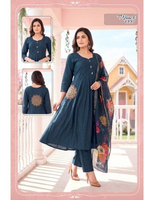 MUNCH D.N. 1001-1008 Heavy Roman Silk Kali Ghara Kurti Pant Dupatta Set kurti pant with dupatta Catalogs