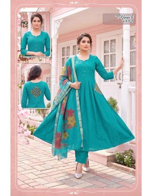 MUNCH D.N. 1001-1008 Heavy Roman Silk Kali Ghara Kurti Pant Dupatta Set kurti pant with dupatta Catalogs