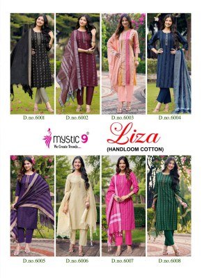 MYSTIC 9 LIZA Vol-6 3-Piece Straight Cut Handloom Cotton Embroidered Set kurti pant with dupatta Catalogs