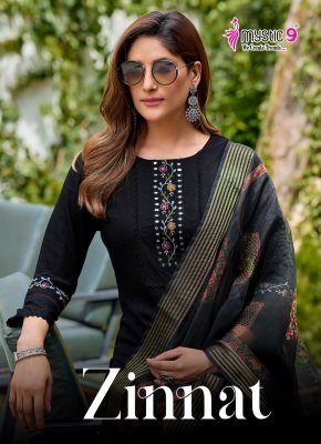MYSTIC 9 ZINNAT Vol-1 Viscose Dobby Straight Cut Kurti Pant Dupatta Set 