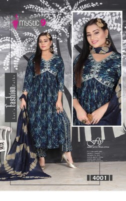 MYstic 9 by Pooja vol 4 heavy foil print embroidered readymade suit catalogue at affordable rate readymade suit catalogs