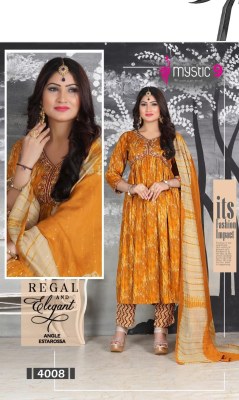 MYstic 9 by Pooja vol 4 heavy foil print embroidered readymade suit catalogue at affordable rate readymade suit catalogs