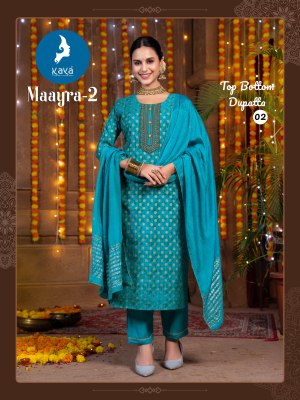 Maayra 2 by Kaya Roman Silk Straight kurti pant and dupatta collection at affordable rate  readymade suit catalogs
