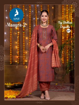 Maayra 2 by Kaya Roman Silk Straight kurti pant and dupatta collection at affordable rate  readymade suit catalogs