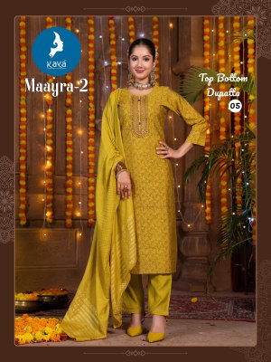 Maayra 2 by Kaya Roman Silk Straight kurti pant and dupatta collection at affordable rate  readymade suit catalogs