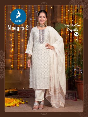 Maayra 2 by Kaya Roman Silk Straight kurti pant and dupatta collection at affordable rate  readymade suit catalogs