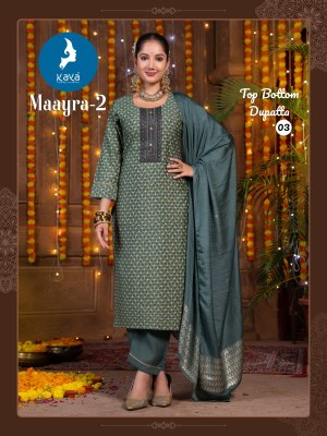 Maayra 2 by Kaya Roman Silk Straight kurti pant and dupatta collection at affordable rate  readymade suit catalogs