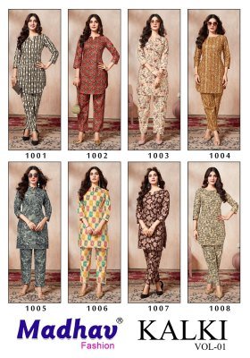 Madhav Kalki Vol 1 Pure Cotton Kurti Catalogs Printed CoOrd Set Stitched Top And Bottom Wholesale kurtis catalogs