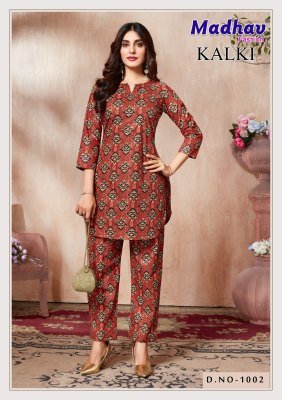Madhav Kalki Vol 1 Pure Cotton Kurti Catalogs Printed CoOrd Set Stitched Top And Bottom Wholesale kurtis catalogs