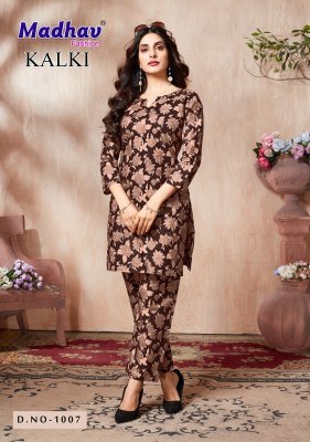 Madhav Kalki Vol 1 Pure Cotton Kurti Catalogs Printed CoOrd Set Stitched Top And Bottom Wholesale kurtis catalogs
