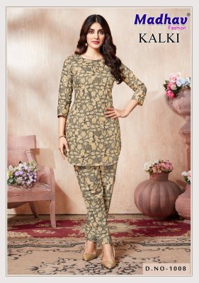 Madhav Kalki Vol 1 Pure Cotton Kurti Catalogs Printed CoOrd Set Stitched Top And Bottom Wholesale kurtis catalogs