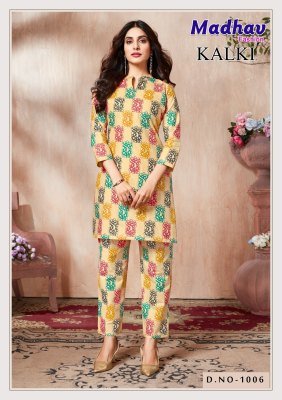 Madhav Kalki Vol 1 Pure Cotton Kurti Catalogs Printed CoOrd Set Stitched Top And Bottom Wholesale kurtis catalogs