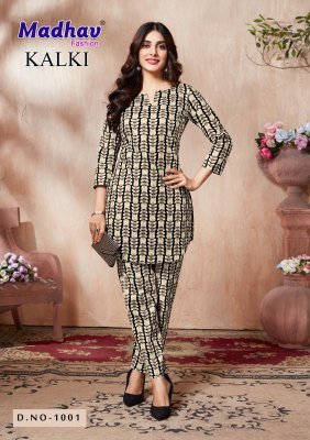 Madhav Kalki Vol 1 Pure Cotton Kurti Catalogs Printed CoOrd Set Stitched Top And Bottom Wholesale kurtis catalogs