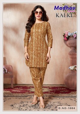 Madhav Kalki Vol 1 Pure Cotton Kurti Catalogs Printed CoOrd Set Stitched Top And Bottom Wholesale kurtis catalogs