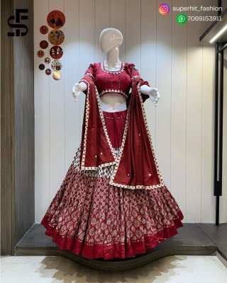 Madhuri 10 Meter Flare Heavy Jaam And Cambric Cotton  Skirt Blouse Set with Aari Embroidery Dupatta Wholesale Amavi