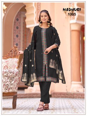 Madhuri Mul Chanderi Embroidered Kurti Palazzo with Pure Viscose Jacquard Dupatta kurti pant with dupatta Catalogs