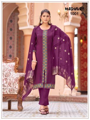 Madhuri Mul Chanderi Embroidered Kurti Palazzo with Pure Viscose Jacquard Dupatta kurti pant with dupatta Catalogs