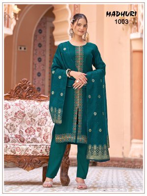 Madhuri Mul Chanderi Embroidered Kurti Palazzo with Pure Viscose Jacquard Dupatta kurti pant with dupatta Catalogs