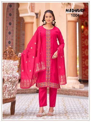 Madhuri Mul Chanderi Embroidered Kurti Palazzo with Pure Viscose Jacquard Dupatta kurti pant with dupatta Catalogs